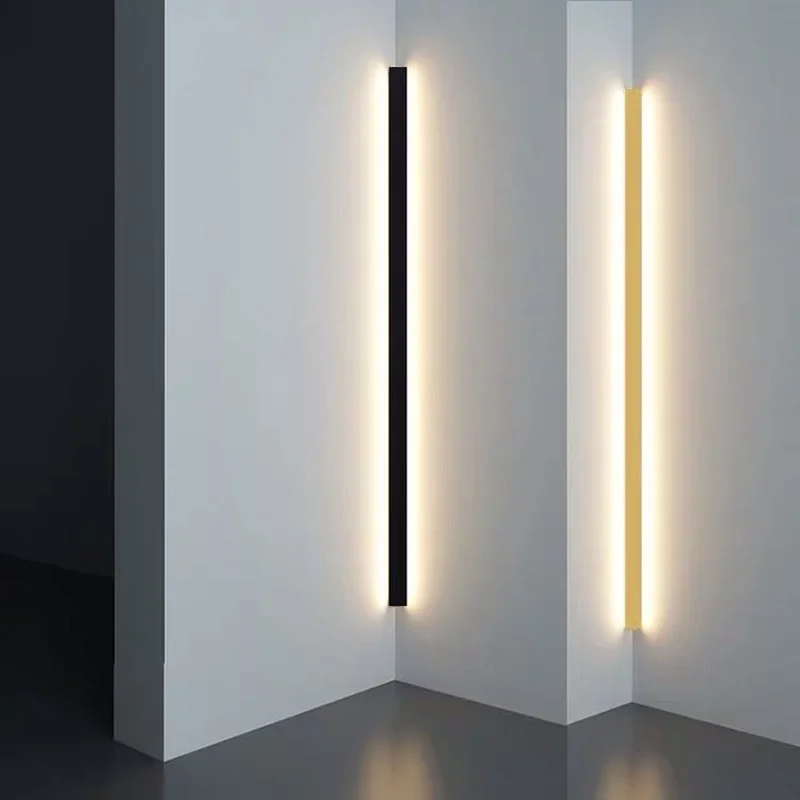 Moderner Schwarz gold Minimalismus für Esszimmer Wohnzimmer Dekoration führte lange Streifen Wand leuchten Treppe Eck lampe