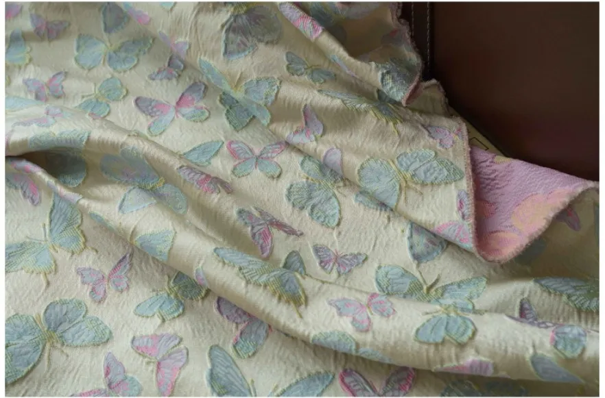 1 Meter langer Schmetterlings-eleganter Jacquard-Brokatstoff für Damen, Kleid, Handtasche, dekorativer Nähstoff