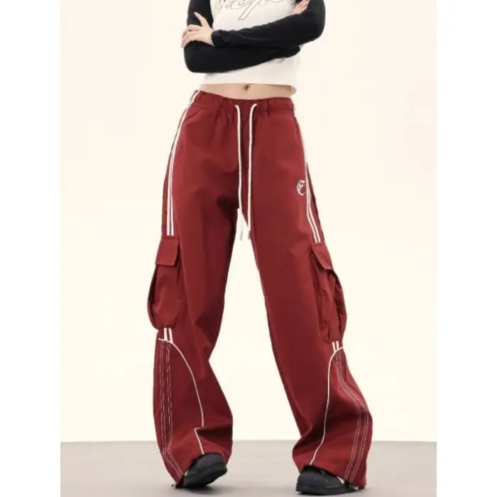 High Street frauen Breite Bein Hosen Kordelzug Y2K Gothic Hip Hop dame Cargo Hosen Hotsweet Passenden Weiblichen Hosen sommer Neue – Detail 23