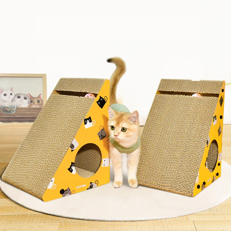 

Triangle Cat Scratcher Board Durable Cat Scratching Pad Corrugated Cardboard for Cats Scratcher House Claw Grinder Protect Furni