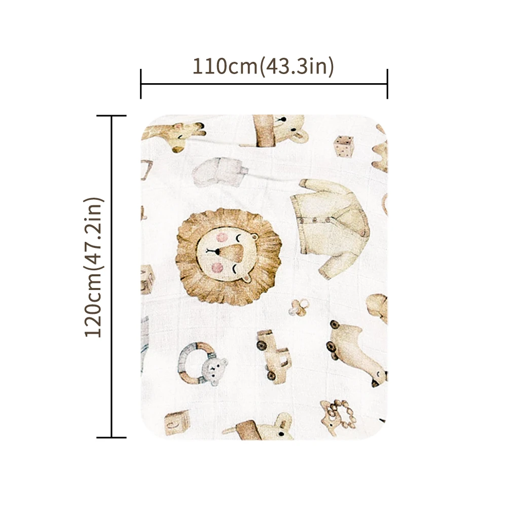 Elinfant Popular Digital Print Bamboo Cotton Muslin Swaddle Blankets High Quality 120*110cm Newborn Baby Bath Towel Wrap