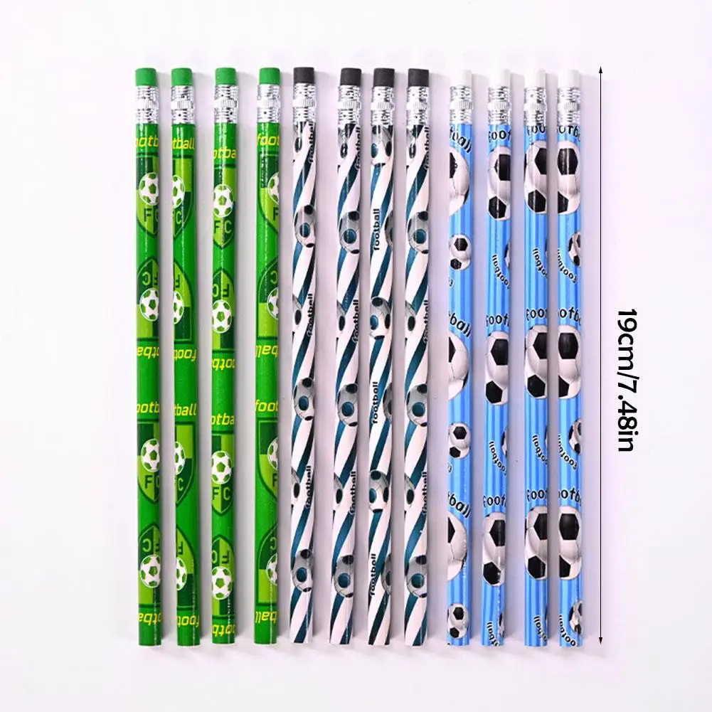 12 Pcs Football Pencil Wooden Pencils With Sports Eraser For Kids Sports Themed Birthday Party Favors School Office Supplies