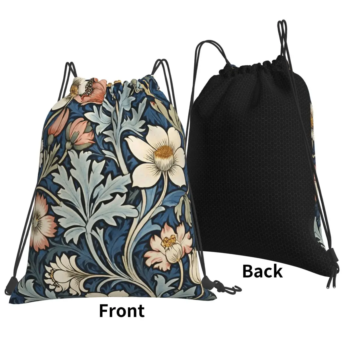 Sacs à dos encadrés William Morris Botanical Bliss, sacs portables à cordon, sacs de sport, sacs à livres pour hommes, femmes, étudiants
