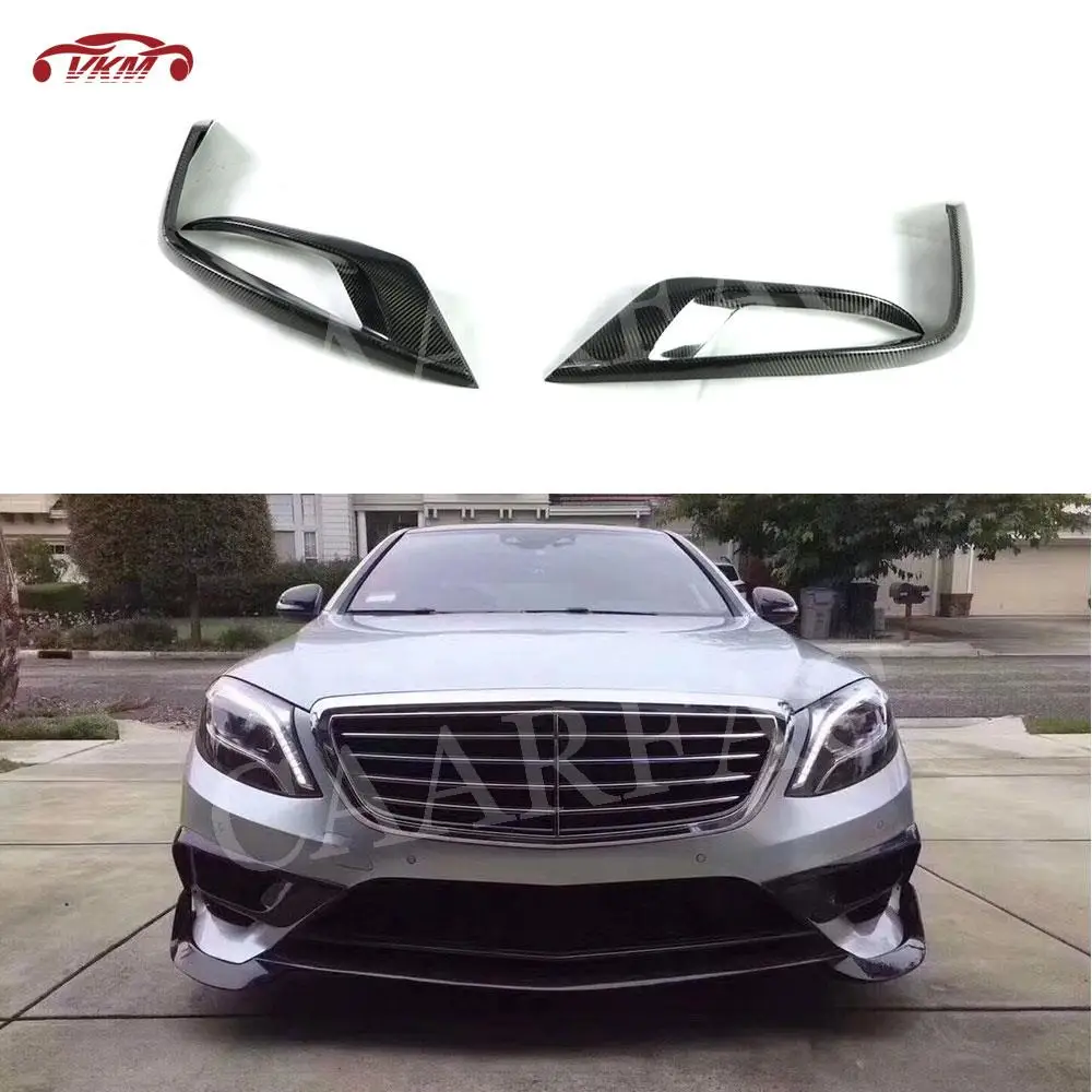 Carbon Fiber Car Accessorise Front Bumper Lip Air Vent Splitter Canards for Mercedes Benz S Class W222 S63 S65 AMG 2013-2016