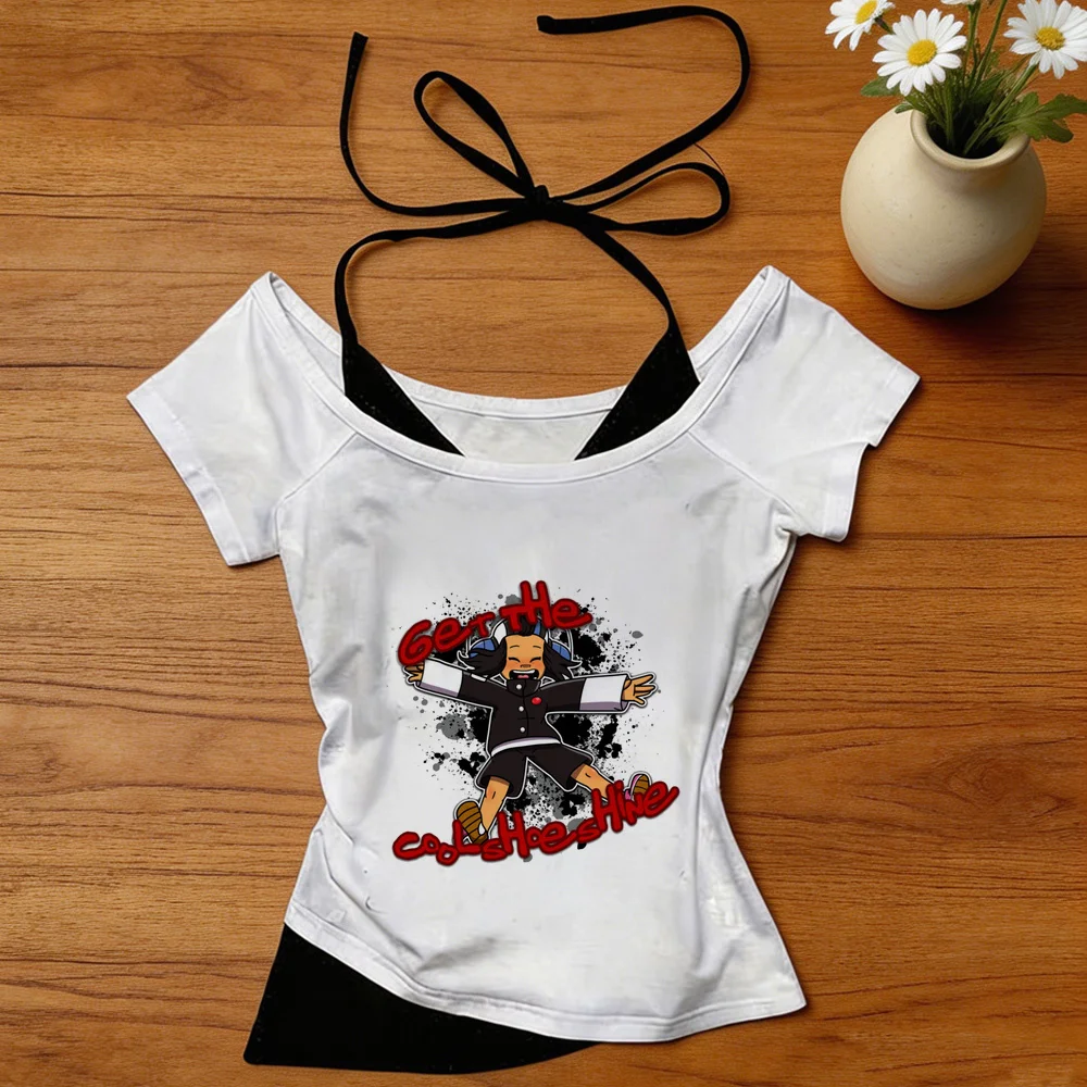 Gorillaz crop top women y2k 2000s kawaii jojifuku t shirt graphic meme manga cheap gothic