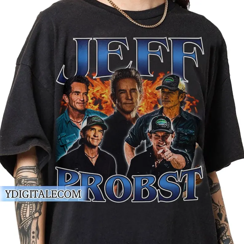 

Винтажная футболка с графическим стилем 90-х годов Jeff Probst, футболка унисекс Jeff Probst Survivor, подарки для мужчин и женщин