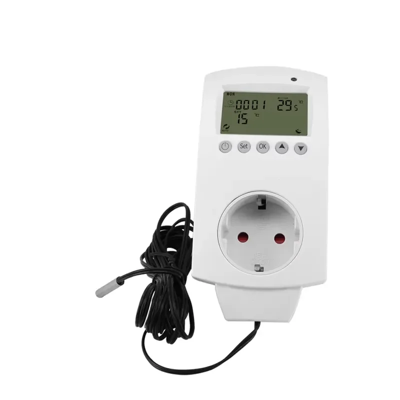 Digital Temperature Controller Plug With Timer 220V Thermostat With Sensor Probe LCD Temperature Controlled Plug Socket For