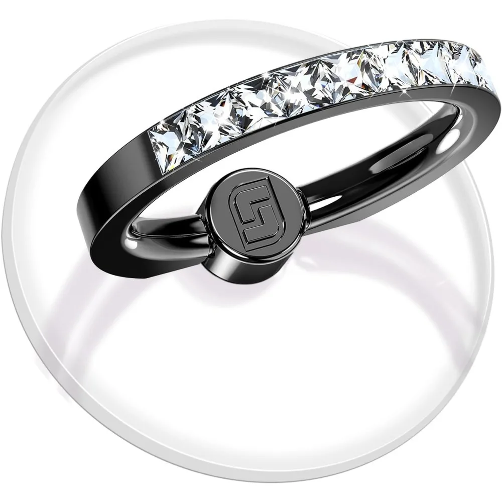 Transparent Phone Ring Holder 2 Pcs, Clear Cell Phone Ring Holder with Diamond, Finger Grip 360°Rotation Compatible with Most of