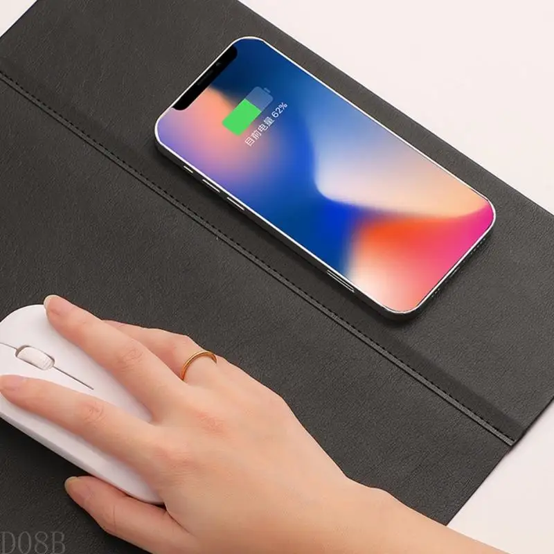 

D08B Многофункциональные настольные коврики для пользователей ПК Беспроводные зарядные устройства мощностью 15 Вт и плавное