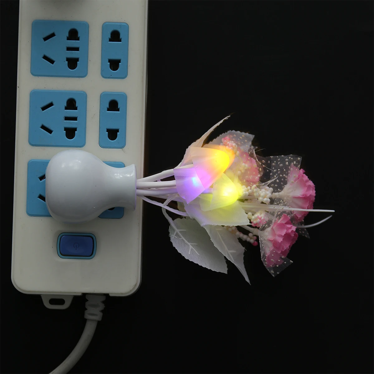 

Tulip Flower Led Night Light Changing Plug-In Wall Nightlight For Bedroom Hallway Nursery Us Plug Red Energy Saving
