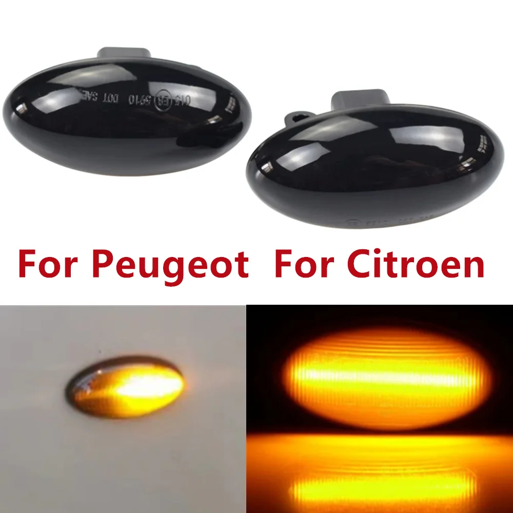 2pcs Dynamic Flashing Led Side Marker Turn Signal Light For Peugeot 107 108 206 307 407 For Citroen C1 C2 C3 C4 C5 C6 C-Crosser