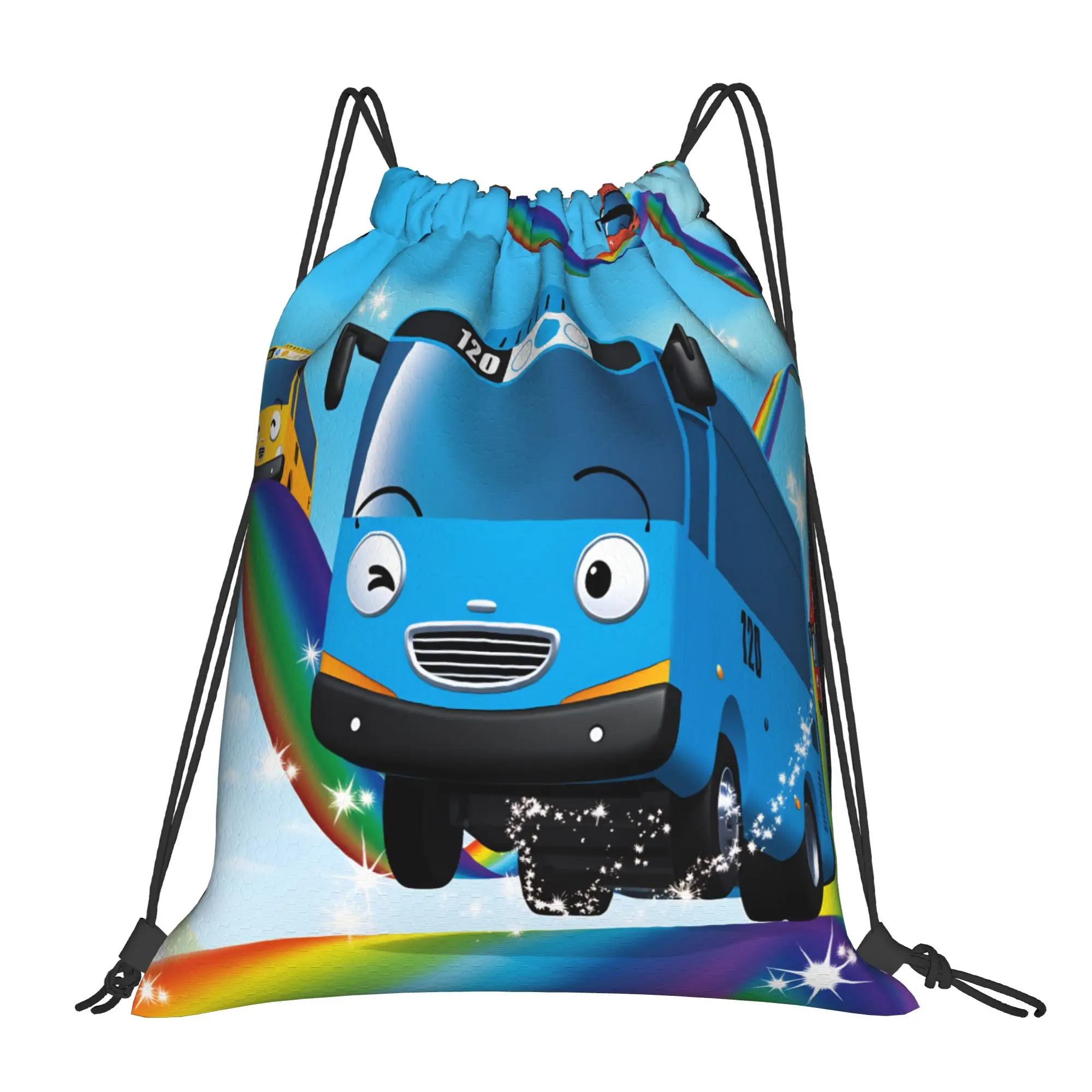 Tayo The Little Bus Drawstring Bag  Travel Men BackpacksLarge Capacity Retro Sackpack String Bags