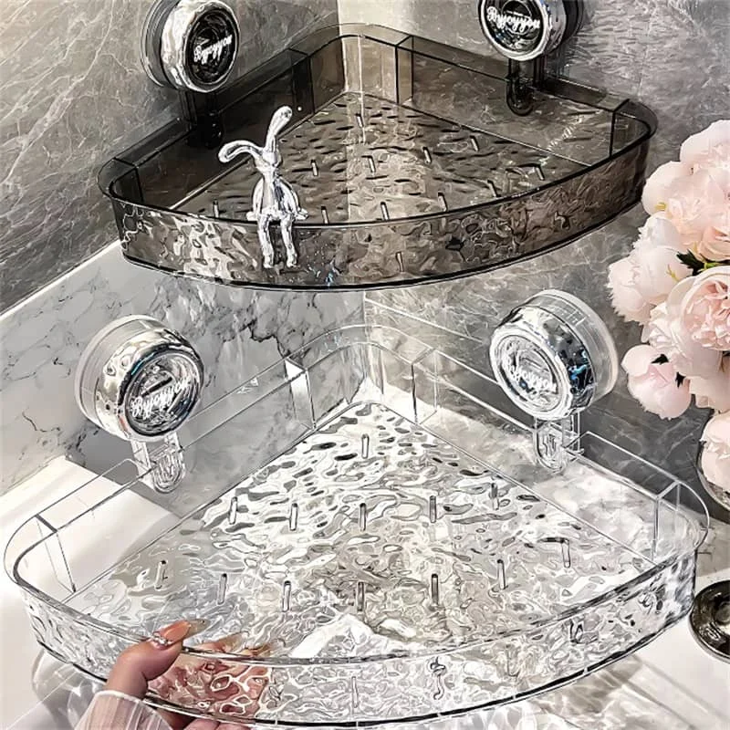 Shower Room Suction Cup Bathroom Storage Shelf Basket Home Storage Organizer Shelf Decorative Easy Install