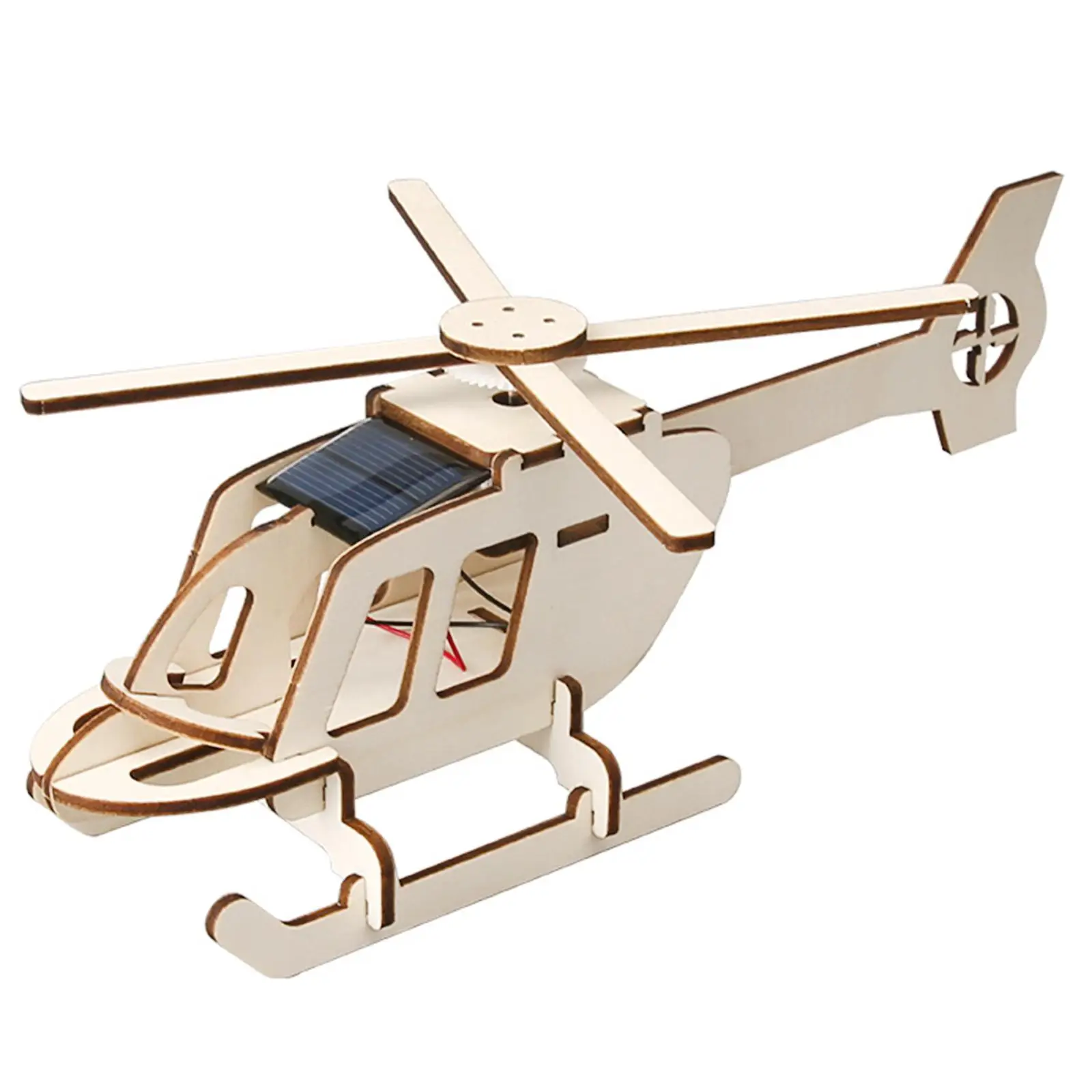 Wooden Science Experiment Model Kit Solar Helicopter Developing Intelligent Early Learning Toy DIY Assembly Puzzles for Children