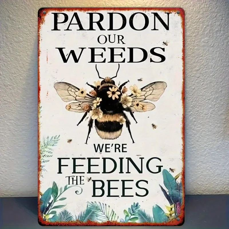 Bee & Wildflower Metal Sign - 