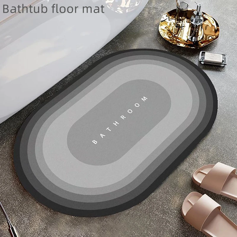 

Oval Bath Mat Super Absorbent Quick Drying Bathroom Carpet Kitchen Oil Proof Bath Mat Anti-slip Diatom Mud Washable Foot Mats