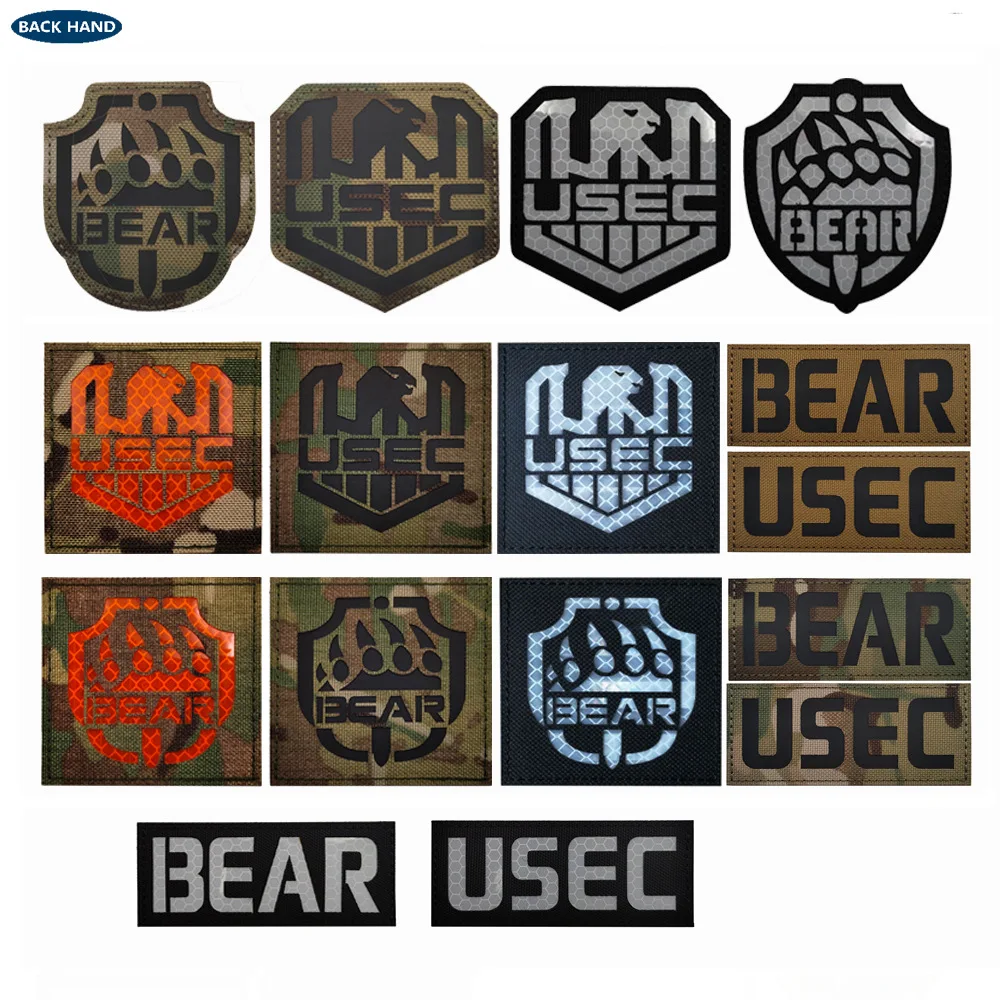 IR Russia Escape From Tarkov USEC BEAR Embroidered Patch Russian Game Infrared Reflective/PVC Patch Tactics Badges Sticker