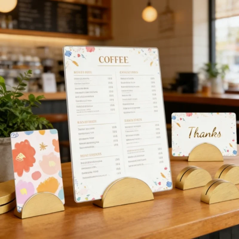 Practical Semi-Circle Wooden Display Holder for Photos, Name Cards and Table Numbers, Versatile Ornament for All Kinds of Events