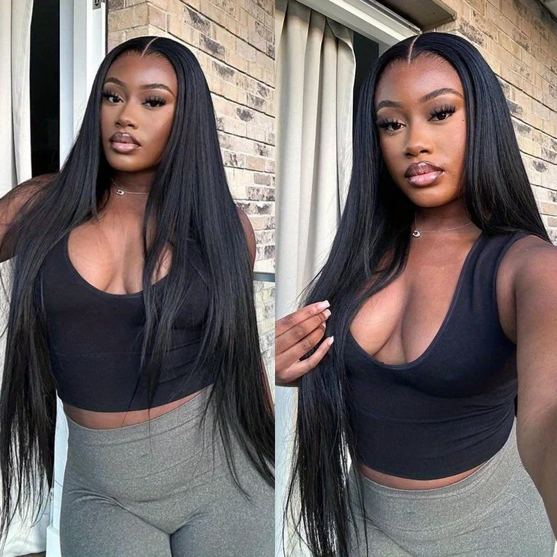 13x4 مستقيم الدانتيل شعر مستعار أمامي 13x6 HD شفاف البرازيلي 30 40 بوصة خصلات الشعر المستعار الإنسان للنساء السود شعر مستعار بدون صمغ