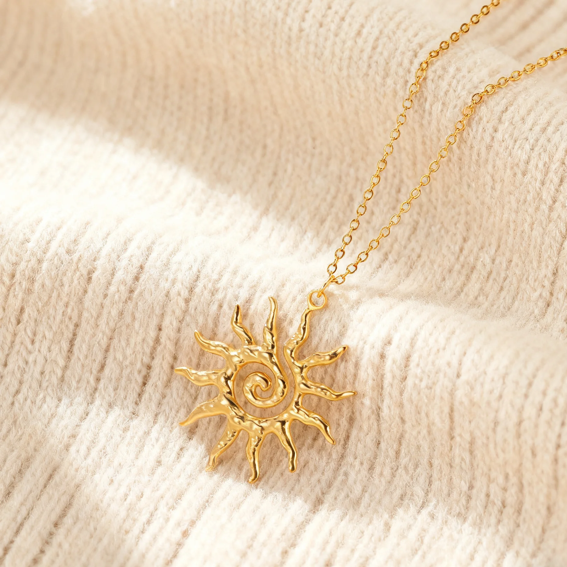 My Shape Edelstahl-Halsketten mit Sonnenanhänger für Damen und Herren, Vintage-Stil, vergoldet, Halsband, täglicher Schmuck, Modeaccessoires, Geschenke