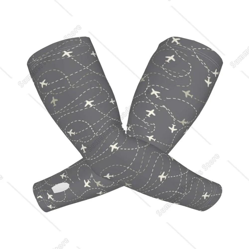Airplane Routes Around The World Cooling Sleeves for Unsex, Arm Sleeves, UV Sun Protection Sleeve