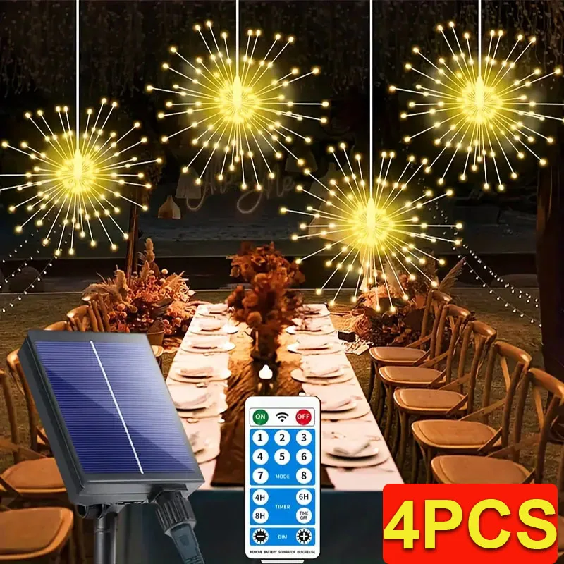 

480LED Solar Firework Hanging Lights Outdoor 8 Modes Christmas Fairy Lights for Yard Party Wedding Decor