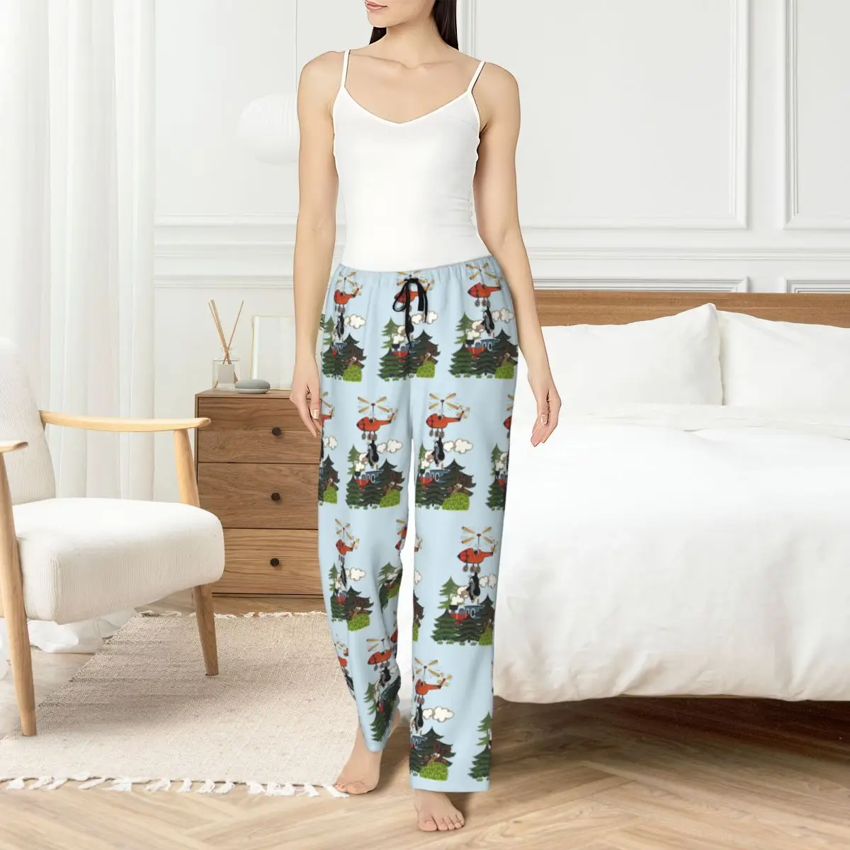 Pantalones de pijama personalizados The Little Mole para mujer, ropa de dormir con estampado de dibujos animados bonitos, pantalones con bolsillos