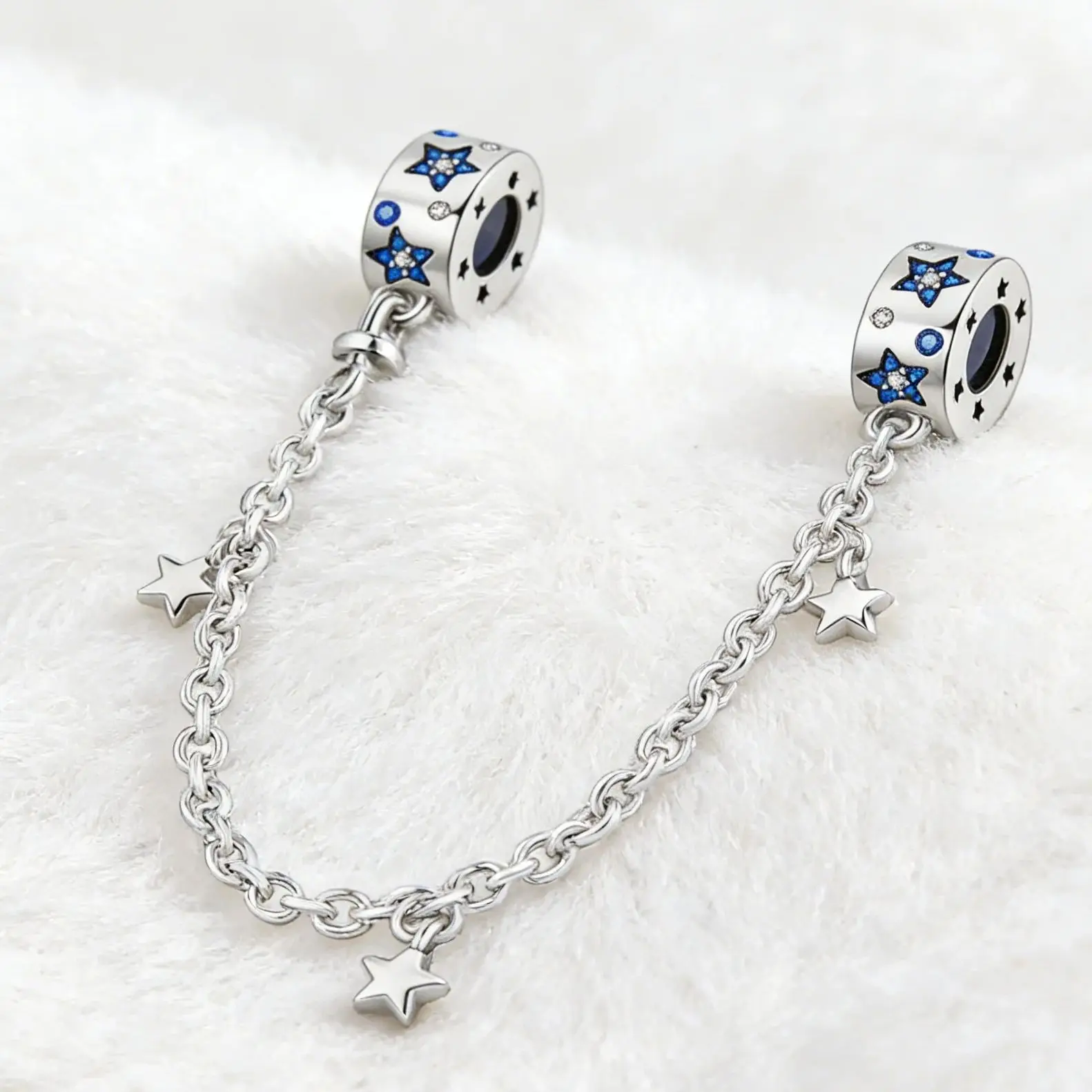 

925 Silver Charm Safety Chain Bead Star Fit Original Bracelet Diy For Woman Fashion Jewelry