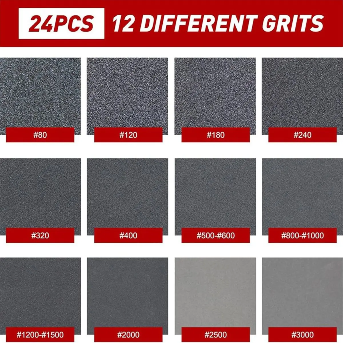 DT35BG 24 Pcs Sanding Sponge 80-3000 Grit Sandpaper Assortment, Washable & Reusable Sanding Blocks for Wood, Metal, Drywall