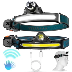 20000 Lumens Induction XPG+COB Headlamp Rechargeable Head Zoom Torch with 6 Modes Outdoor Work Headlight for Running Camping