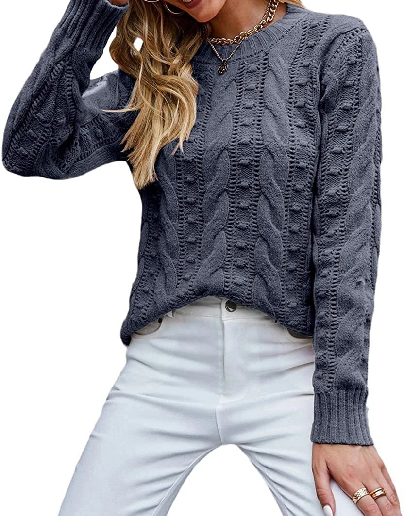 Sweater for Women Autumn and Winter New Fashion Solid Color Pullover Long Sleeve Twist Knit Top