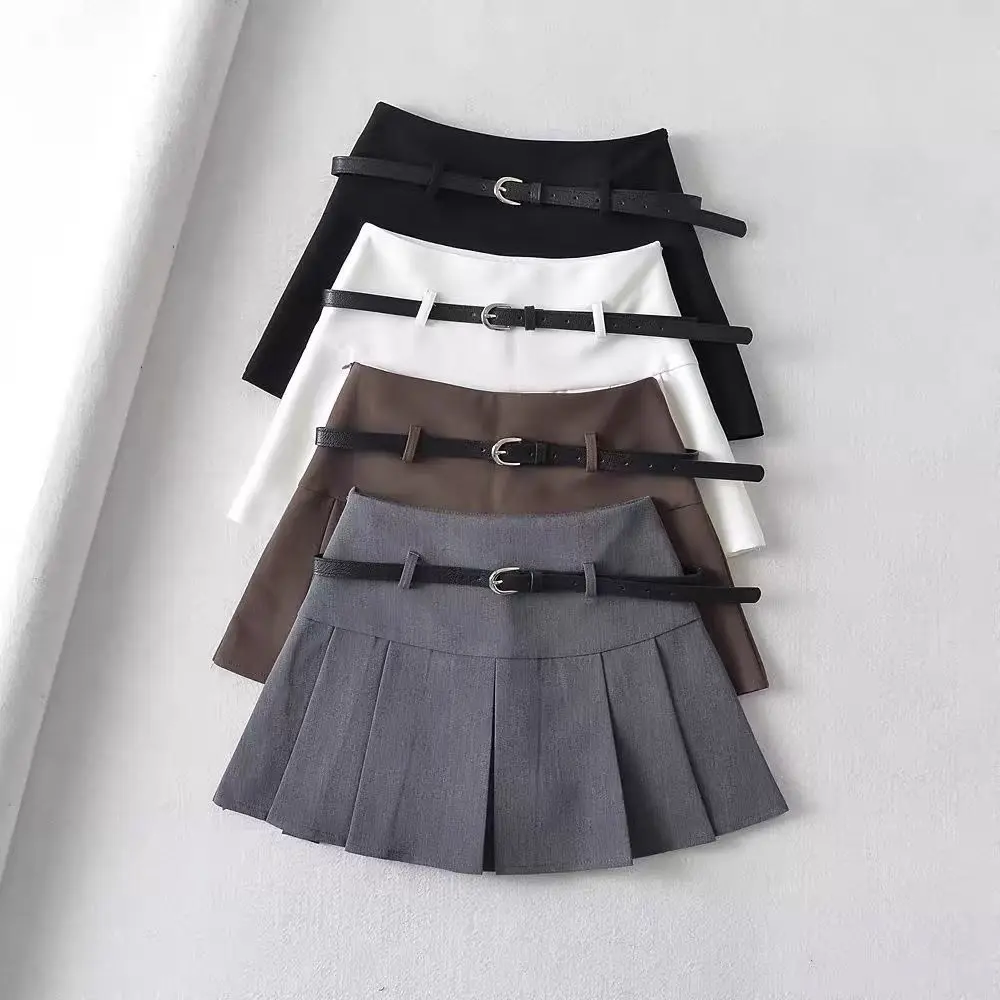 Grey Pleated Skirt Women 2026 New Spring and Summer High Waist A Word Skirt