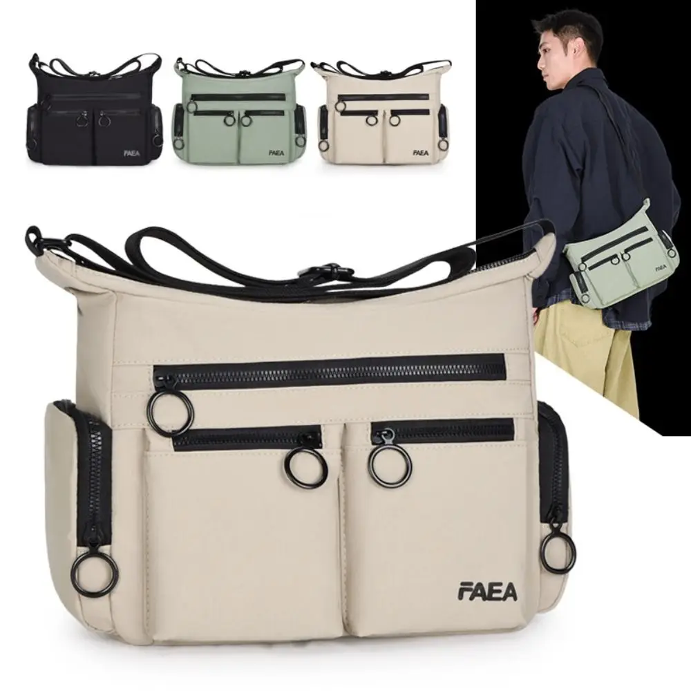 

Multi-pockets Men's Crossbody Bag Large Capacity Waterproof Single Shoulder Bag Adjustable Shoulder Strap Casual Bag Business