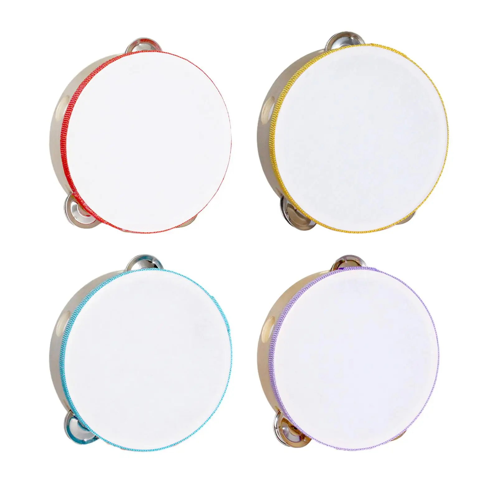 Tambor de pandereta de madera, pandereta de doble fila, tambor de mano, campana de Metal, percusión para niños, niños, KTV, fiesta de adultos