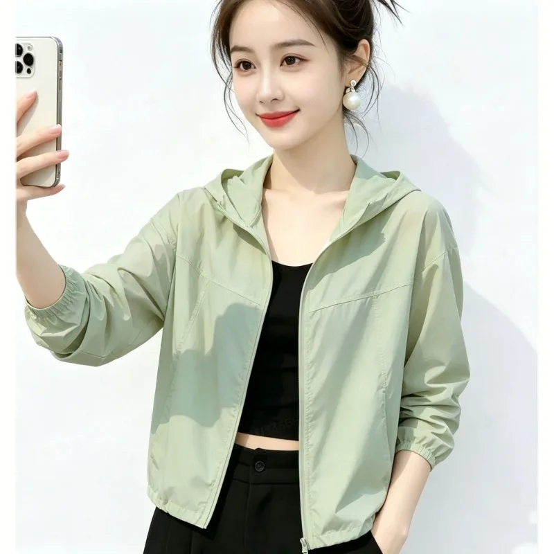 Women Summer Hooded Sun Protection Jacket Lightweight Breathable Loose Casual Thin Coat S-4XL