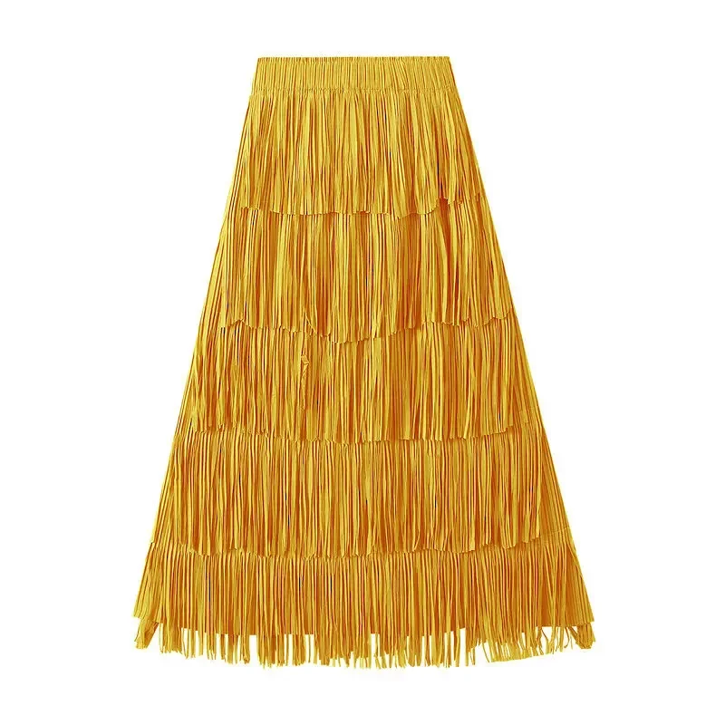 Greenora Luxury Multi Solid Colors Pleated Skirt for Women's Large Hem Folds A-line Skirts Female 2025 Loose Fashion Skirts Casu