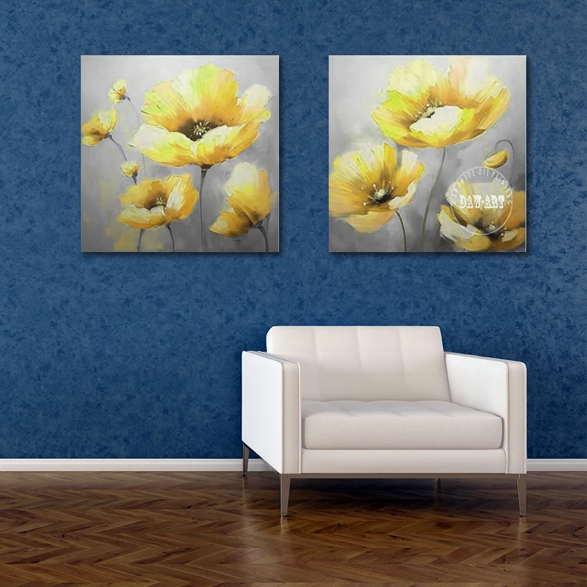 

Palette Knife Oil Paintings Unframed, Acrylic Floral Wall, 2PCS Abstract Beautiful Flowers Landscape Art Picture, Canvas Artwork