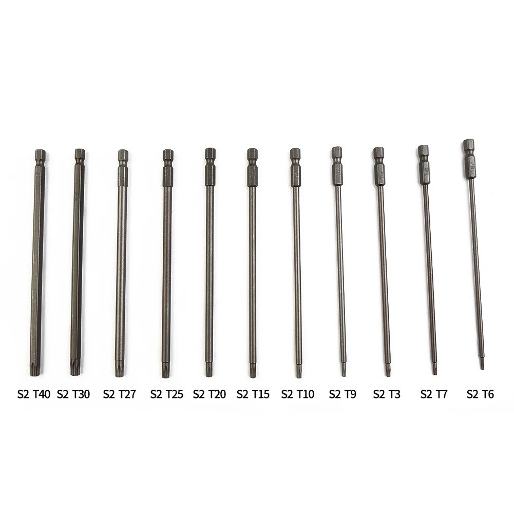 New Practical Screwdriver Bit Screwdriver Head Electric Hex Shank Kit Long Magnetic Pack Set T6-T40 11pcs 150mm