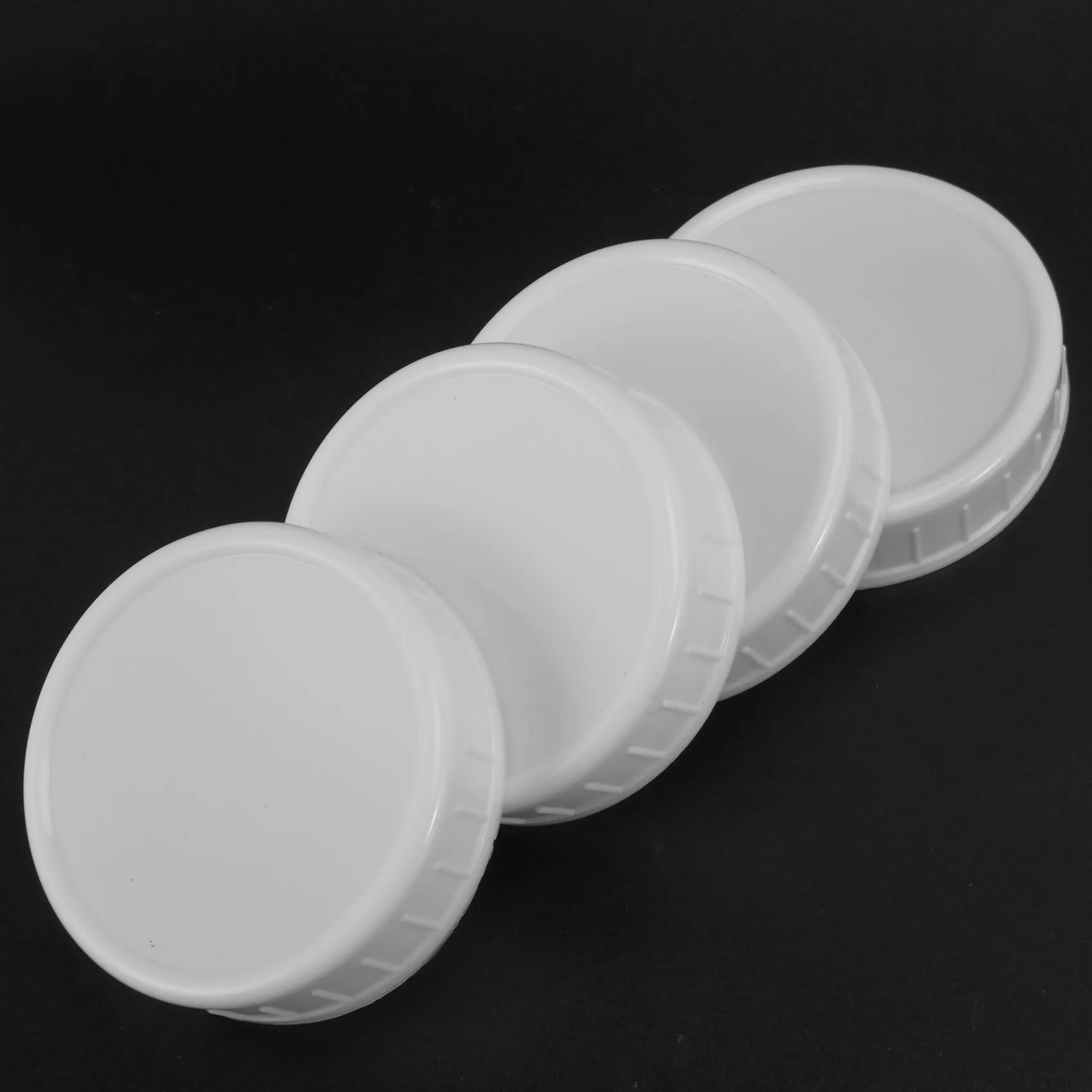 10Pcs Plastic Storage Caps Lids Ribbed for 70mm Standard Regular Mouth Mason Jar Bottle