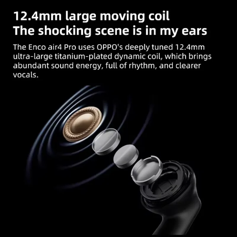 Original OPPO Enco Air4 Pro 49dB ANC TWS Earbuds Bluetooth 5.4 HiFi Sound 44H Battery IP55, Brand New/Open Box.