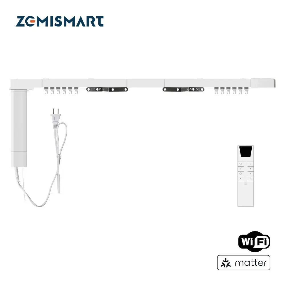 

Zemismart Matter WiFi Smart Electric Curtain Motor with Sliding Track Allow HomeKit SmartThings Alexa Google Home APP Control