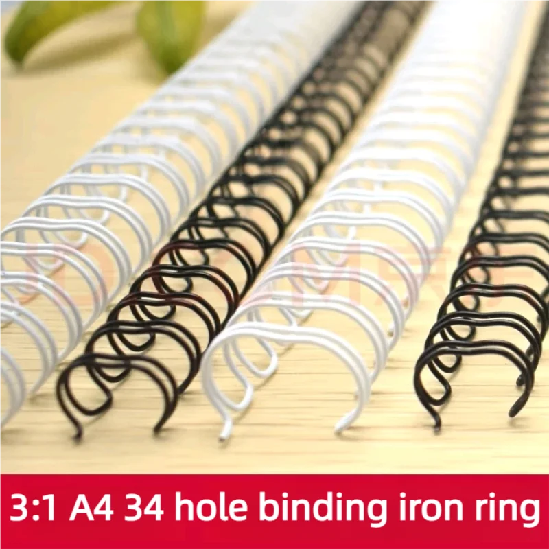 حلقة ربط حديدية 34 فتحة حلقة تجليد حلزونية مزدوجة لفائف 3:1 ملف مزدوج 100 قطعة حزمة واحدة كتب تجليد بحلقة مزدوجة مناسبة لـ