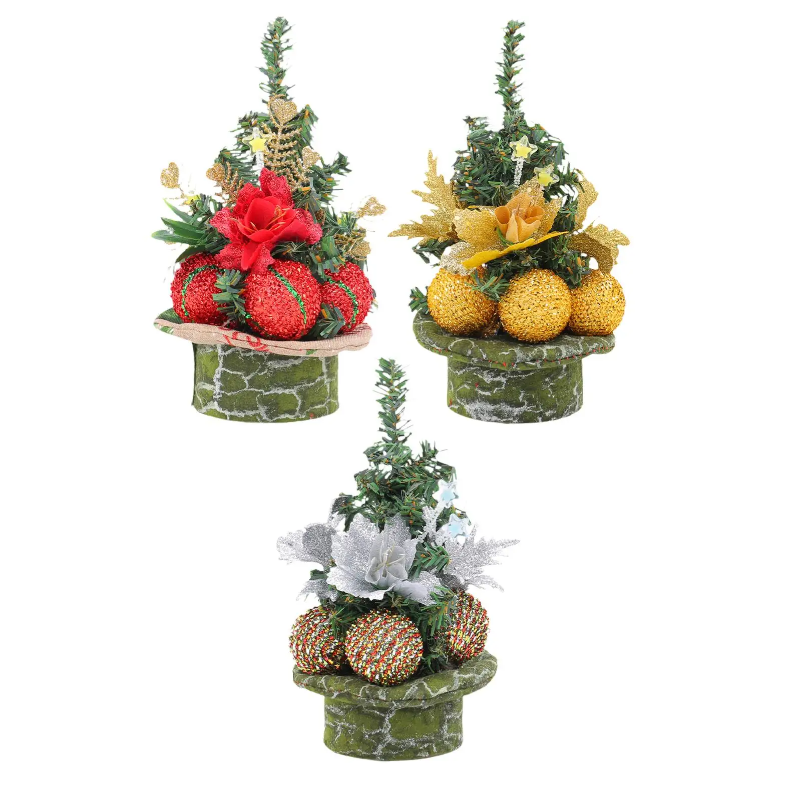 Artificial Tabletop Christmas Tree Potted Plants Living Room Mini Xmas Tree