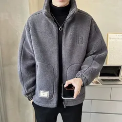 2024 neue koreanische Herren-Lamm-Fleece-Baumwolljacke mit dickem Fleece-Mantel für Herren-Herbst- und Winter-Freizeitkleidung, trendige Marke