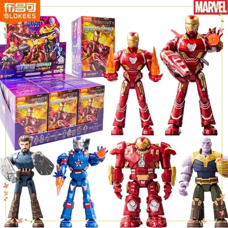 

BLOKEES Marvel Hero Building Block Man Many Stars Edition 3nd Iron Man MK50 Капитан Америка Сборная модель Слепая коробка Игрушка в подарок