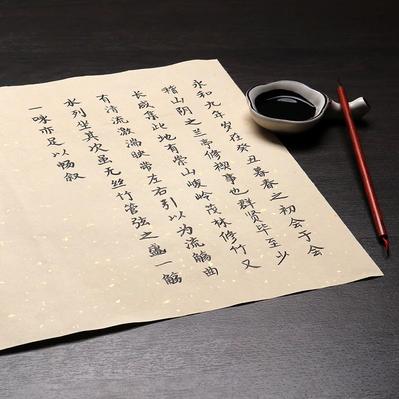 Batik Xuan Paper Color Golden Foils Half Ripe Xuan Paper Chinese Cursive Official Calligraphy Xuan Paper Thicken Rice Papier