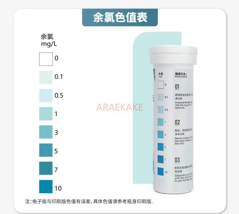 1pcs Hospital Sewage Chlorine Disinfectant Concentration, Residual Chlorine Test Kit，Residual Chlorine Test Paper,