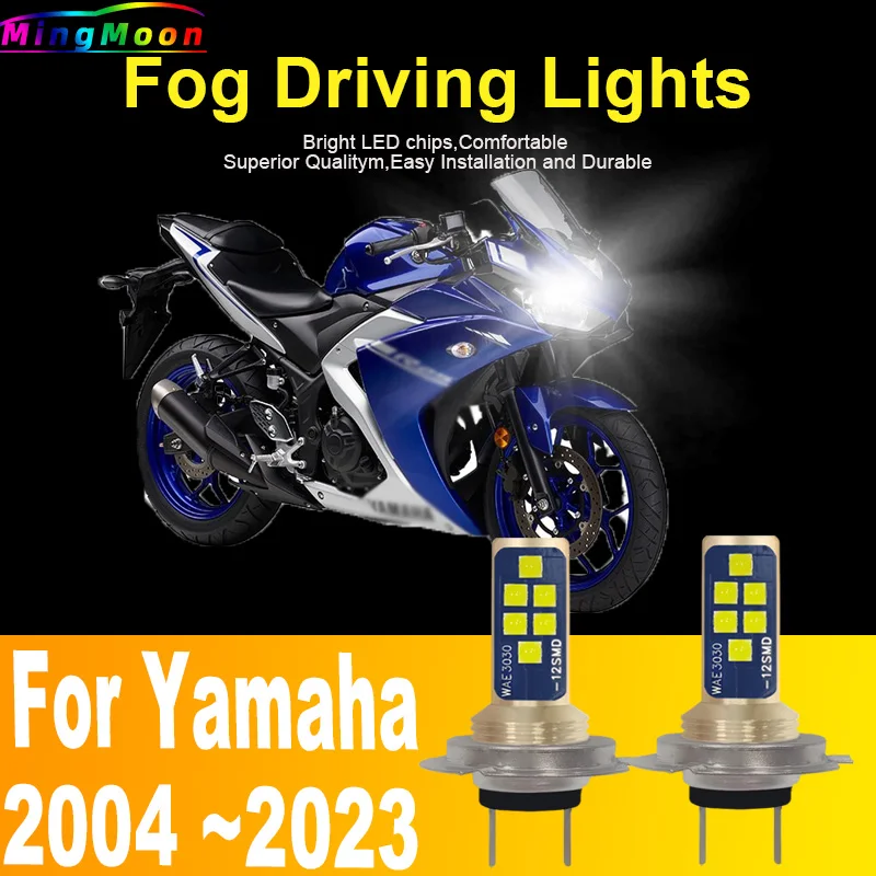 2x H7 Led Lights Motorcycle Headlight Canbus Car Fog Bulb Moto Driving Running Lamp 12v 55w For Yamaha YZF R1 R125 R6 2004 ~2023