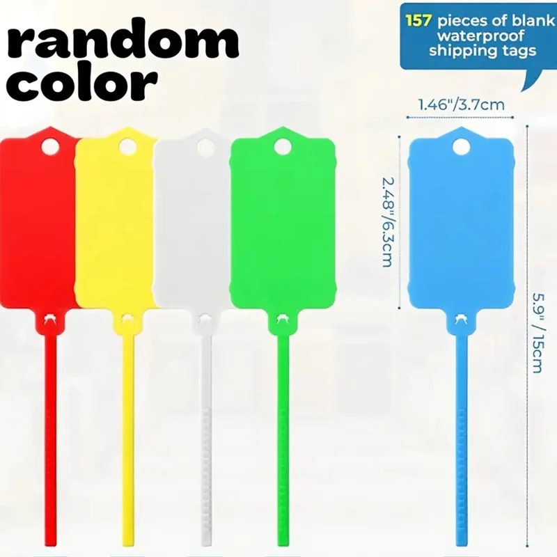 157 قطعة من ملصقات النقل البلاستيكية القابلة للكتابة المقاومة للماء مع شرائط الختم - علامات تعليق متينة وملونة للمفاتيح والأمتعة