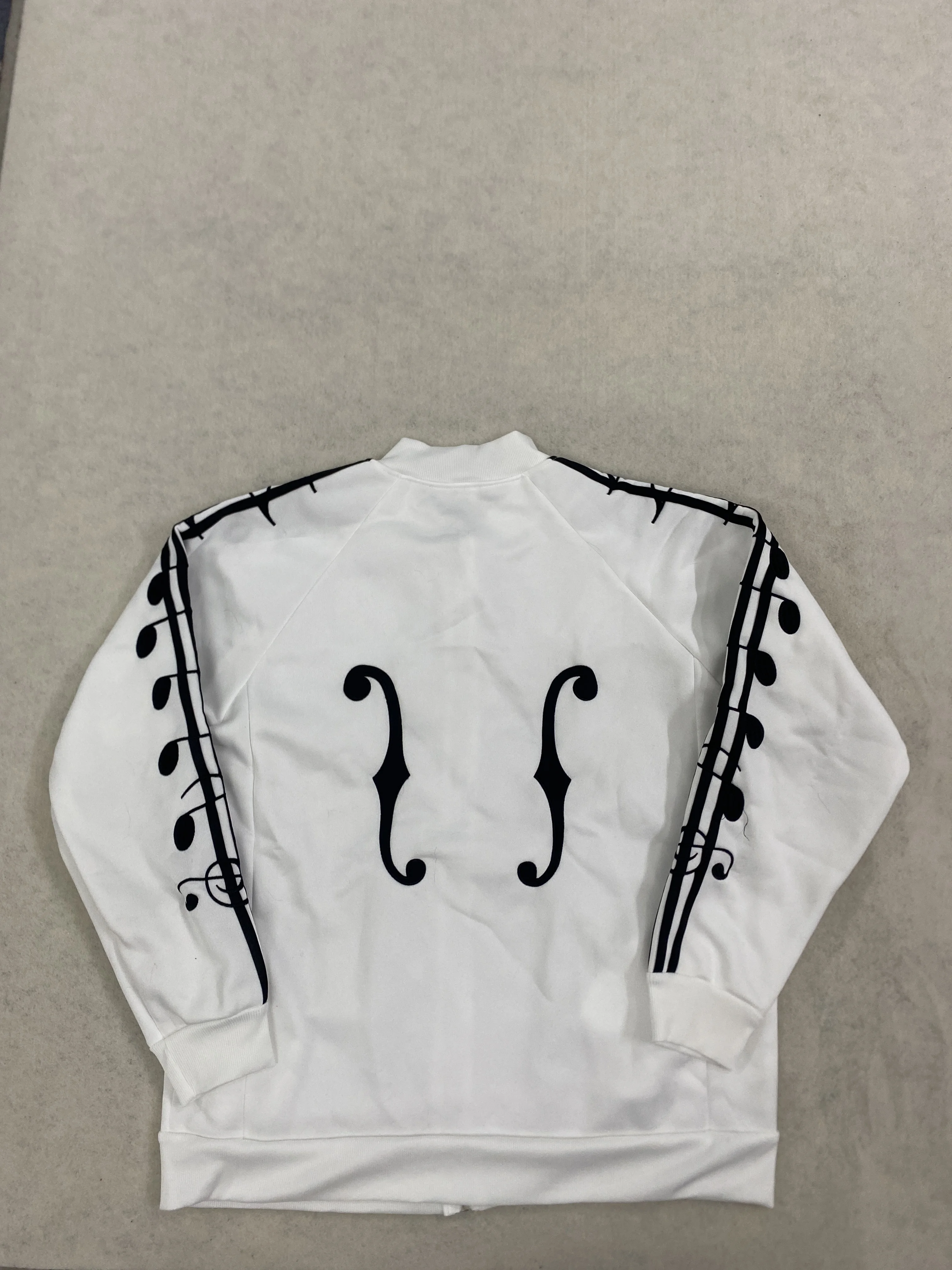 Herren Trainingsjacke mit Musiknoten-Print, Raglanärmeln, Reißverschluss, Stehkragen, Y2K Streetwear, locker geschnitten, lässiger Sport-Baseballmantel – Detail 2